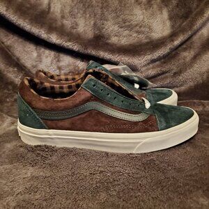 Vans Brown Green Checkered Low HEIQ PFC Water Repellent Size 7.5 Men 9 Women